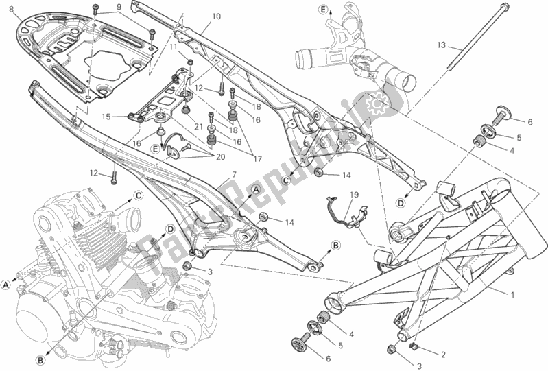 Alle onderdelen voor de Kader van de Ducati Monster 795 EU Thailand 2012